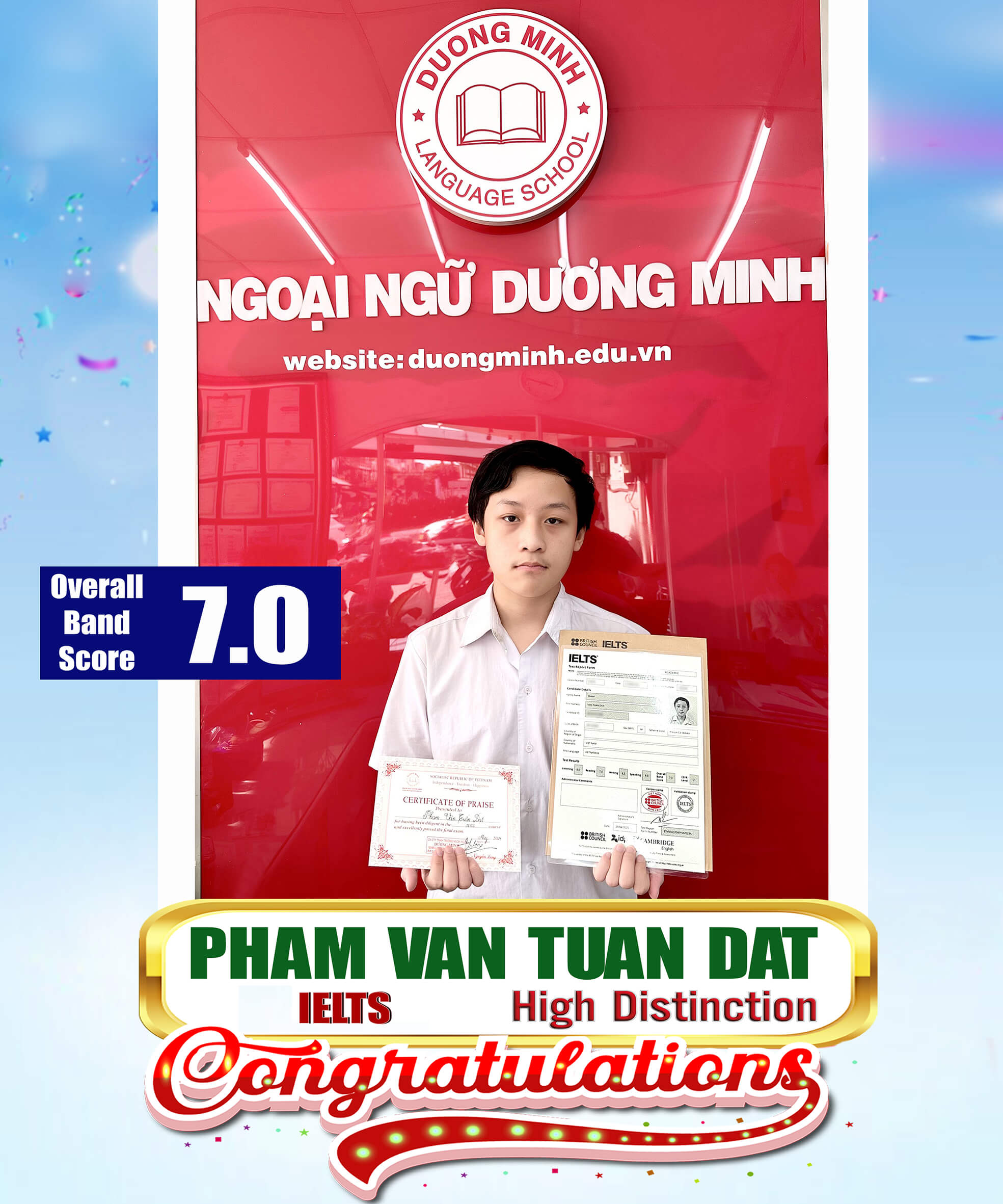 VINH DANH HỌC VIÊN LỚP IELTS   CHI NHÁNH 1A-B CỘNG HÒA, P.4, QUẬN TÂN BÌNH ĐÃ VỀ ĐÍCH XUẤT SẮC